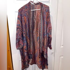 paparazzi Multicolor Paisley Open-Front Kimono with Fringe